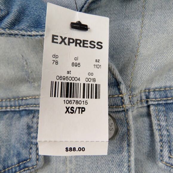 Express Light Wash Jean Jacket XS Classic Denim Jacket Fitted Extra Small XS - Picture 8 of 9